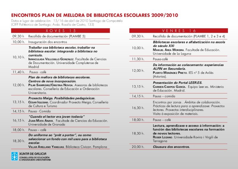 Encontros PLAMBE 2009 - 2010: Programa