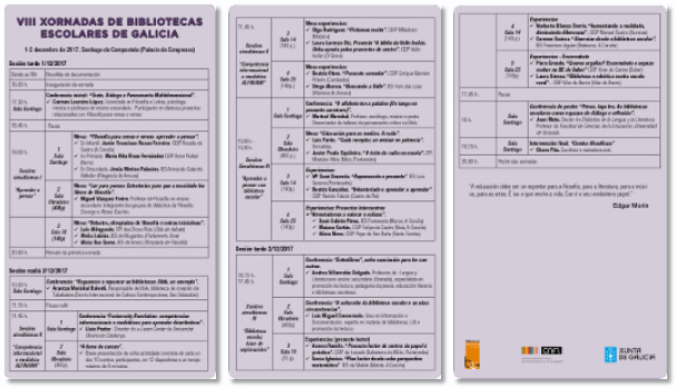 VIII Xornadas de Bibliotecas Escolares de Galicia: Programa